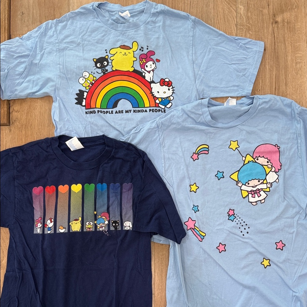 Blue and Navy Unisex Sanrio vintage tees lot. Never worn, size Small.